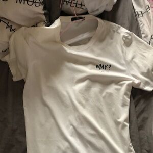 Men's short-sleeved white T-shirt printed simple round-neck short-sleeved casual